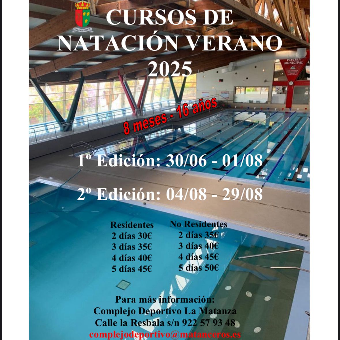 Cursos de natación verano 2025 La Matanza de Acentejo