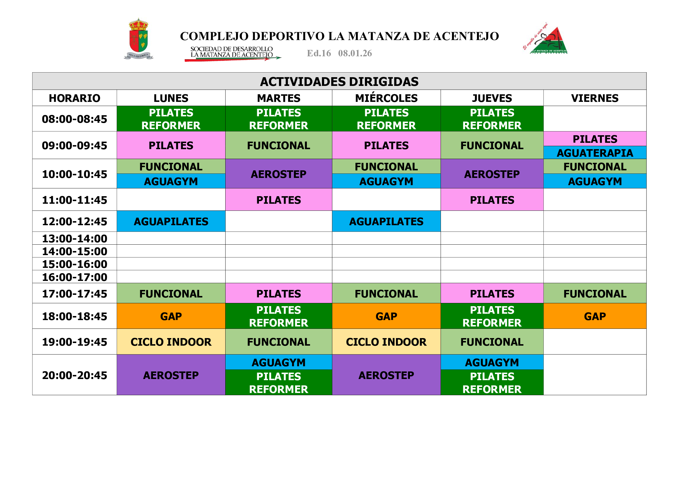 Horario y Actividades Complejo Deportivo La Matanza de Acentejo